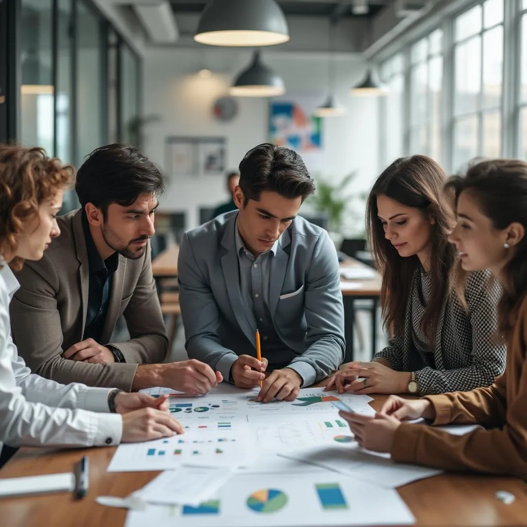 Equipo de InversorPro discutiendo estrategias de negocio