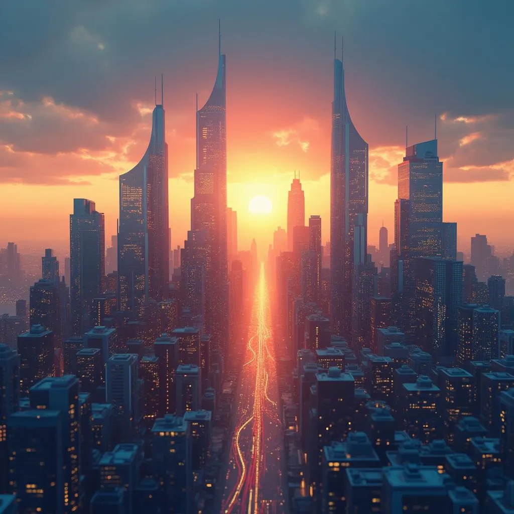 Visión futurista de crecimiento y expansión empresarial